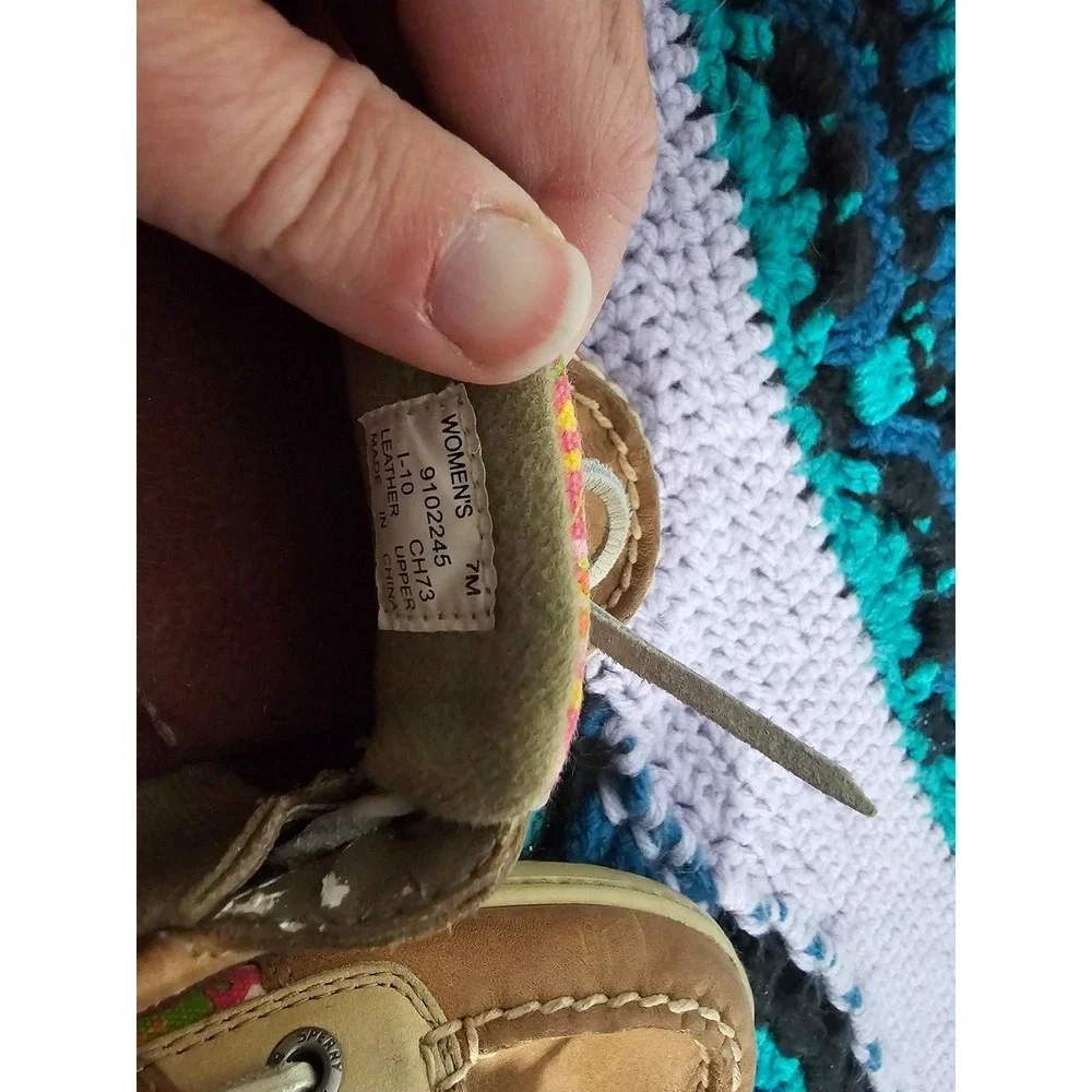Sperry Top‎ Sider Angelfish Colorful Floral Slip On Boat Shoes Women's Size 7